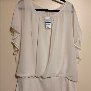 JM Collection Elegant Cream Sheer Women's Top XL